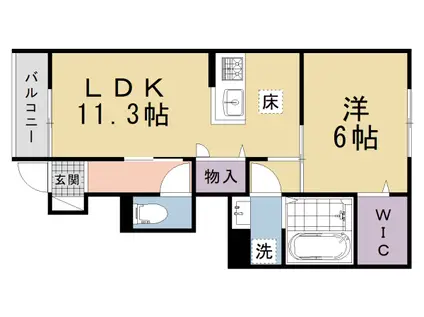 カルムベルフルール(1LDK/1階)の間取り写真