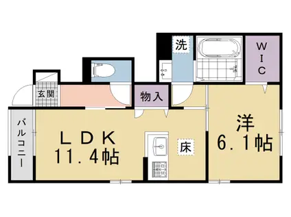 カルムベルフルール(1LDK/1階)の間取り写真