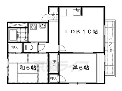 奈良線 桃山駅 徒歩7分 2階建 築33年(2LDK/1階)の間取り写真