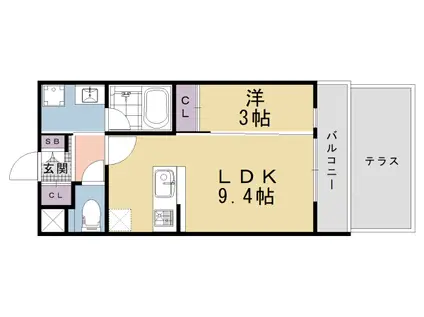 近鉄京都線 東寺駅 徒歩3分 5階建 新築(1LDK/1階)の間取り写真