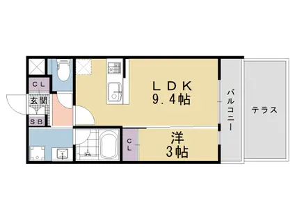 近鉄京都線 東寺駅 徒歩3分 5階建 新築(1LDK/1階)の間取り写真