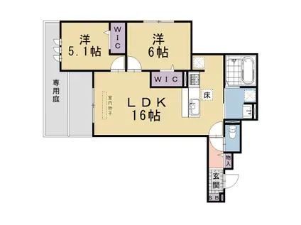 東海道本線 桂川駅(京都) 徒歩14分 3階建 新築(2LDK/1階)の間取り写真