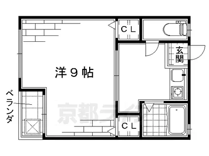 近鉄京都線 向島駅 徒歩9分 2階建 築50年(1K/1階)の間取り写真