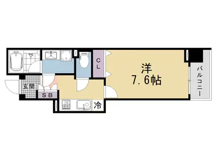 京都市東西線 京都市役所前駅 徒歩6分 7階建 新築(1K/7階)の間取り写真