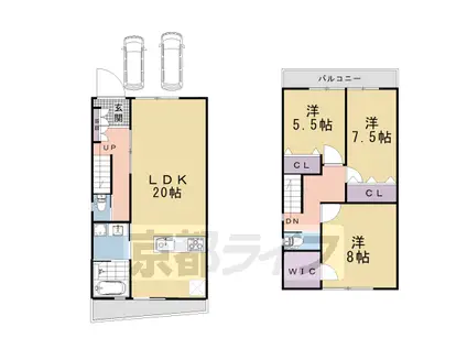 近鉄京都線 上鳥羽口駅 徒歩13分 2階建 築1年(3LDK)の間取り写真