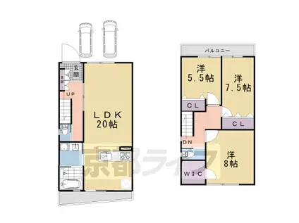 近鉄京都線 上鳥羽口駅 徒歩13分 2階建 築1年(3LDK)の間取り写真
