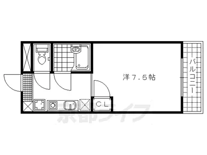 京都市東西線 太秦天神川駅 徒歩10分 3階建 築27年(1K/3階)の間取り写真