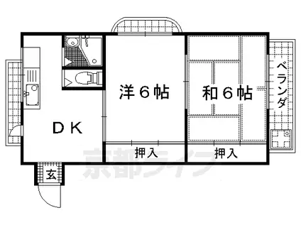 ハイツ紫峯(2DK/1階)の間取り写真
