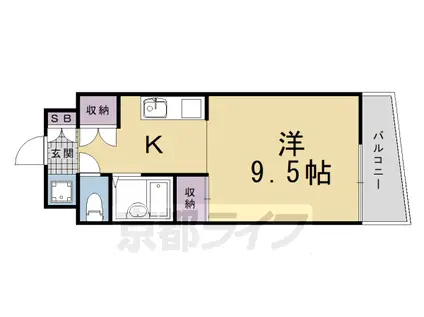 京都市東西線 太秦天神川駅 徒歩7分 3階建 築30年(1K/3階)の間取り写真