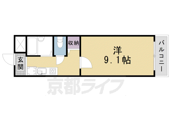 東海道本線 西大路駅 徒歩7分 4階建 築28年(1K/1階)の間取り写真