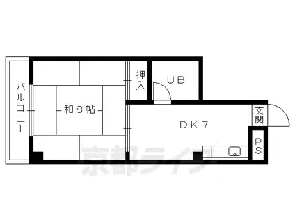 阪急電鉄京都線 西院駅(阪急) 徒歩6分 5階建 築38年(1DK/4階)の間取り写真