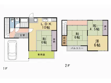 京阪電気鉄道宇治線 観月橋駅 徒歩11分 2階建 築49年(4LDK)の間取り写真