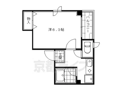 京都市烏丸線 丸太町駅(京都市営) 徒歩11分 4階建 築30年(1K/4階)の間取り写真