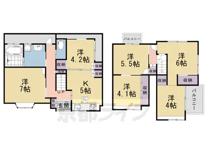 東海道本線 山科駅 徒歩3分 2階建 築57年(6DK)の間取り写真