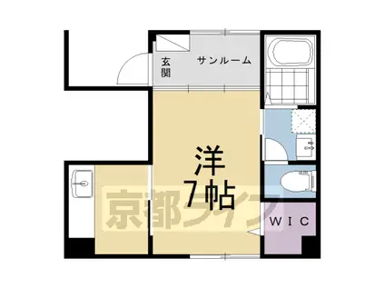 京福北野線 北野白梅町駅 徒歩6分 2階建 新築(1K/1階)の間取り写真