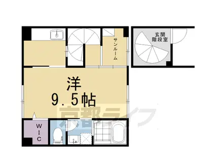 京福北野線 北野白梅町駅 徒歩6分 2階建 新築(1K/1階)の間取り写真