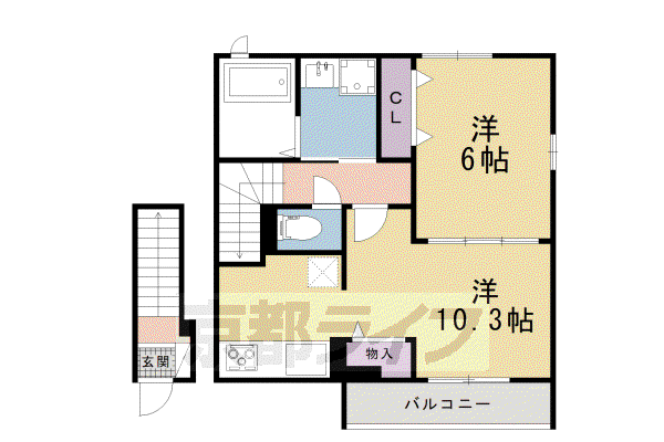 京福北野線 北野白梅町駅 徒歩6分 2階建 新築(1LDK/2階)の間取り写真