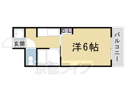 山陰本線 二条駅 徒歩7分 5階建 築37年(1K/4階)の間取り写真