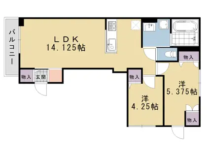 阪急電鉄京都線 桂駅 徒歩4分 3階建 築1年(2LDK/1階)の間取り写真