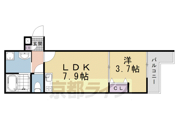 京阪電気鉄道京阪線 藤森駅 徒歩12分 3階建 築1年(1LDK/3階)の間取り写真