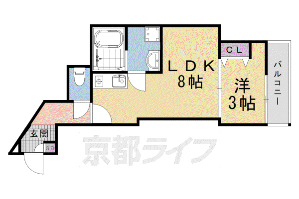 京阪電気鉄道京阪線 藤森駅 徒歩12分 3階建 築1年(1LDK/3階)の間取り写真