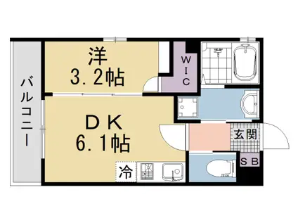 阪急電鉄京都線 西院駅(阪急) 徒歩7分 4階建 築1年(1DK/2階)の間取り写真