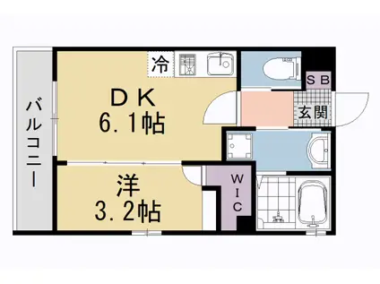 阪急電鉄京都線 西院駅(阪急) 徒歩7分 4階建 築1年(1DK/2階)の間取り写真