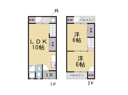 近鉄京都線 竹田駅(京都) 徒歩38分 2階建 築52年(2LDK)の間取り写真