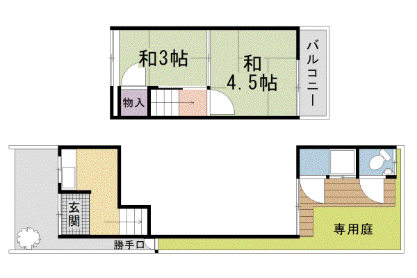 山陰本線 嵯峨嵐山駅 徒歩4分 2階建 築61年(2K)の間取り写真