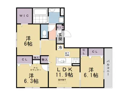 京阪電気鉄道宇治線 六地蔵駅(京阪) 徒歩6分 3階建 新築(3LDK/2階)の間取り写真