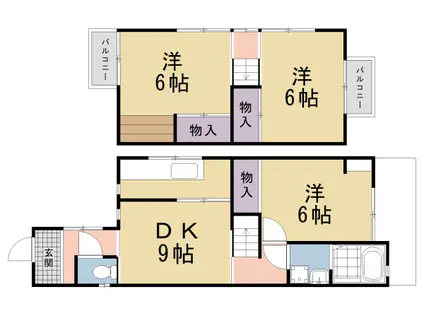 京都市烏丸線 北大路駅 徒歩40分 2階建 築47年(3DK)の間取り写真