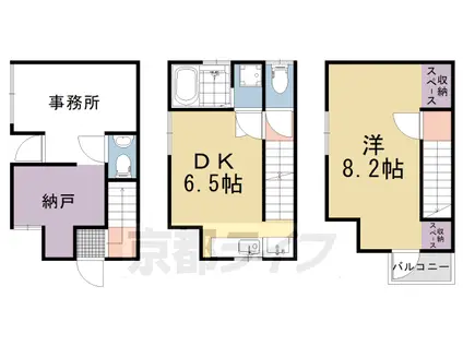 東海道本線 向日町駅 徒歩4分 3階建 築30年(1DK)の間取り写真