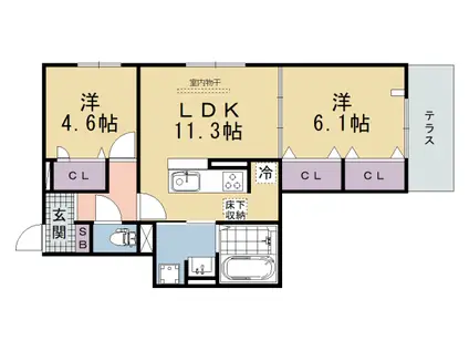 京阪電気鉄道京阪線 中書島駅 徒歩5分 3階建 新築(2LDK/1階)の間取り写真