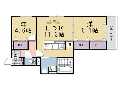 京阪電気鉄道京阪線 中書島駅 徒歩5分 3階建 新築(2LDK/2階)の間取り写真