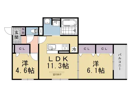 京阪電気鉄道京阪線 中書島駅 徒歩5分 3階建 新築(2LDK/3階)の間取り写真
