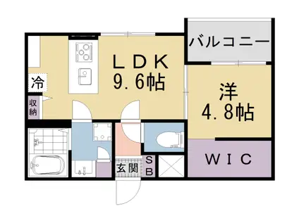 京都市東西線 東野駅(京都) 徒歩13分 3階建 新築(1LDK/2階)の間取り写真