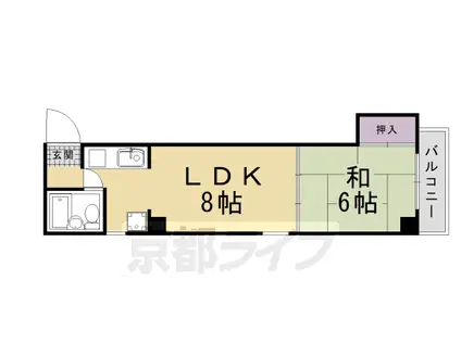 阪急電鉄京都線 西京極駅 徒歩1分 7階建 築41年(1DK/4階)の間取り写真