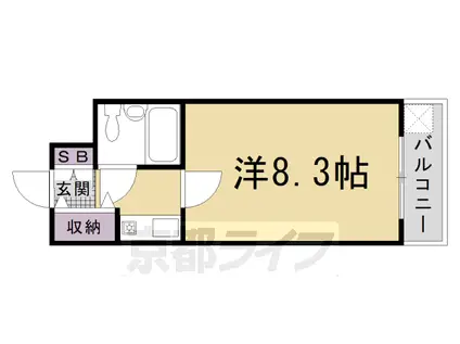 阪急電鉄京都線 西京極駅 徒歩10分 5階建 築38年(1K/2階)の間取り写真