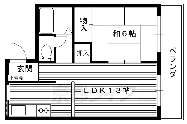 阪急電鉄京都線 西京極駅 徒歩18分 2階建 築57年(1LDK/2階)の間取り写真
