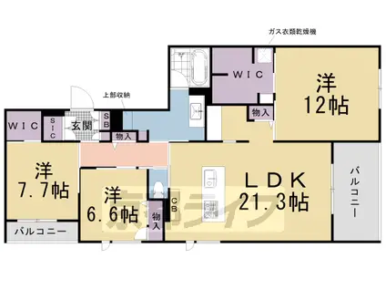 京都市烏丸線 丸太町駅(京都市営) 徒歩5分 3階建 築2年(3LDK/2階)の間取り写真