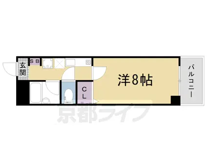 阪急電鉄京都線 西院駅(阪急) 徒歩6分 7階建 築34年(1K/4階)の間取り写真