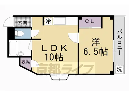 阪急電鉄京都線 西院駅(阪急) 徒歩10分 4階建 築34年(1LDK/4階)の間取り写真