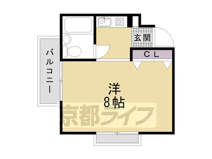 京都市東西線 西大路御池駅 徒歩3分 2階建 築40年(1K/2階)の間取り写真