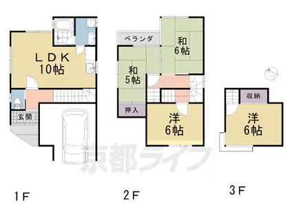京阪電気鉄道京阪線 淀駅 徒歩7分 3階建 築38年(4LDK)の間取り写真