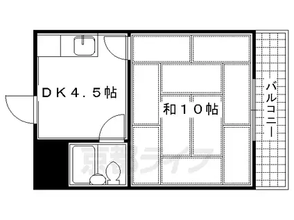京阪電気鉄道宇治線 観月橋駅 徒歩12分 3階建 築42年(1K/2階)の間取り写真