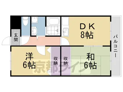 阪急電鉄京都線 西京極駅 徒歩11分 4階建 築27年(2LDK/4階)の間取り写真