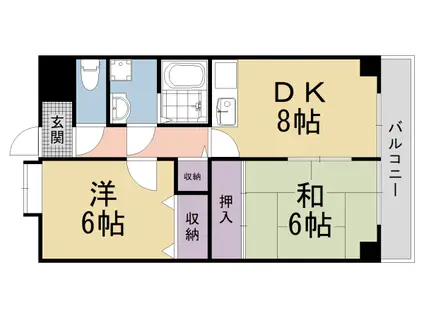 カルモ中村(2LDK/2階)の間取り写真