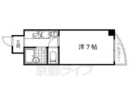 山陰本線 円町駅 徒歩9分 4階建 築40年(ワンルーム/2階)の間取り写真