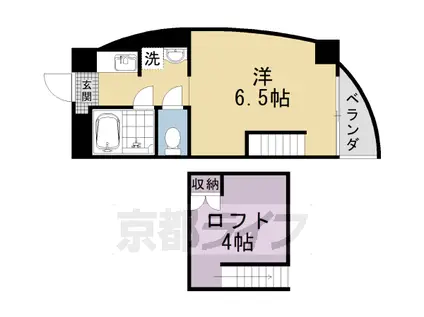 山陰本線 円町駅 徒歩9分 4階建 築40年(2K/3階)の間取り写真