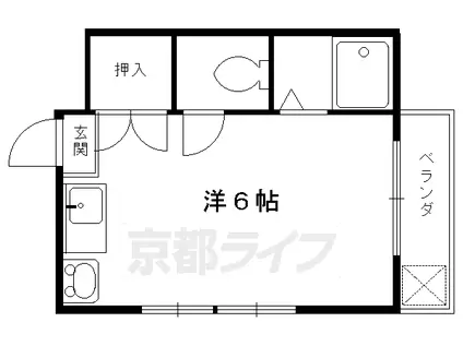 阪急電鉄京都線 西院駅(阪急) 徒歩9分 3階建 築30年(ワンルーム/1階)の間取り写真